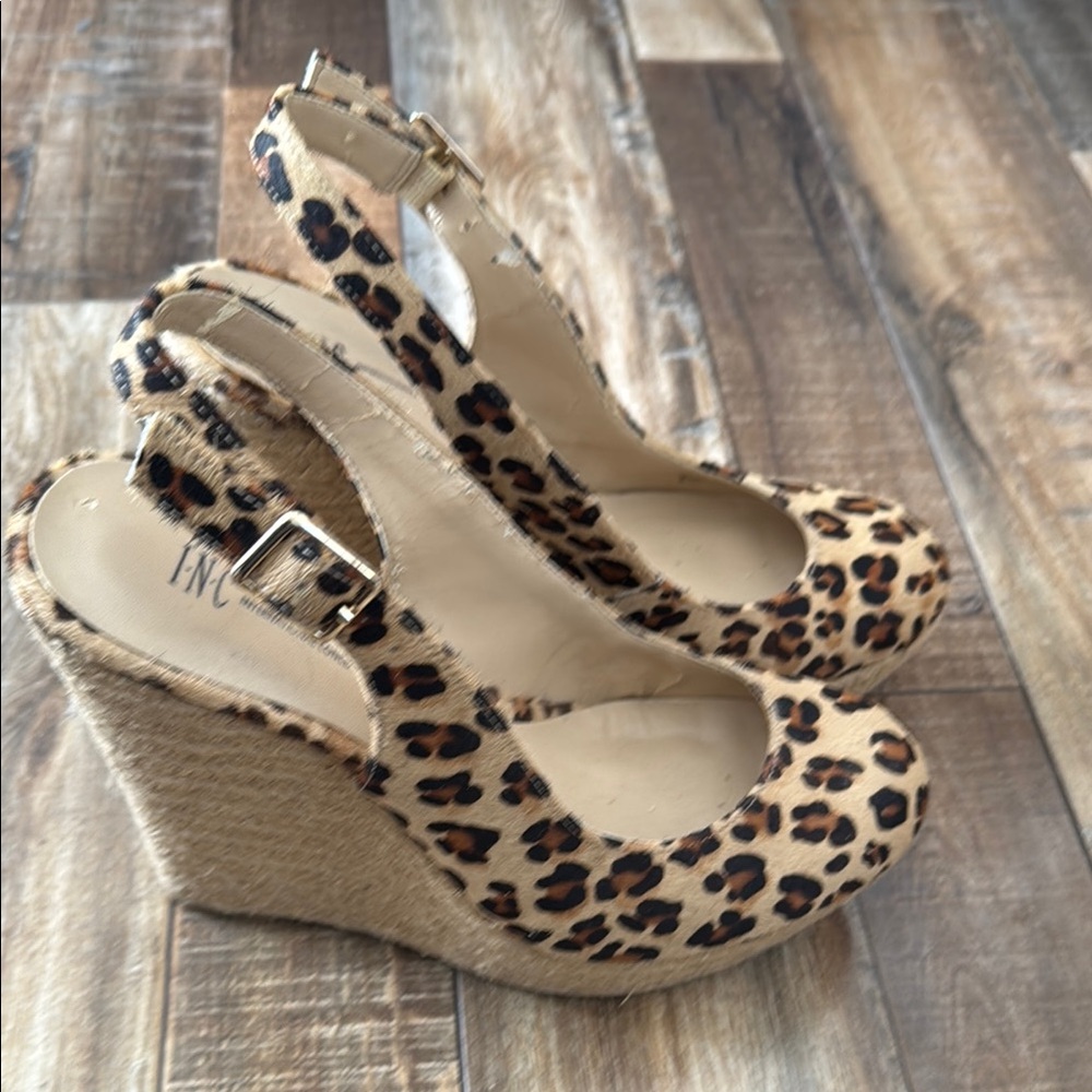 INC International Concepts Leopard Print Wedge Mules
